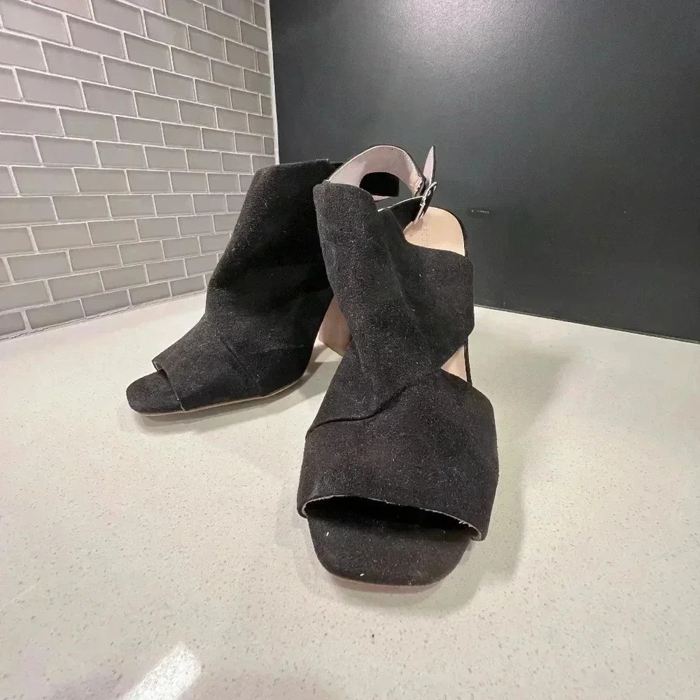 Madden Girl Black Suede Heels Open Toe Size 10